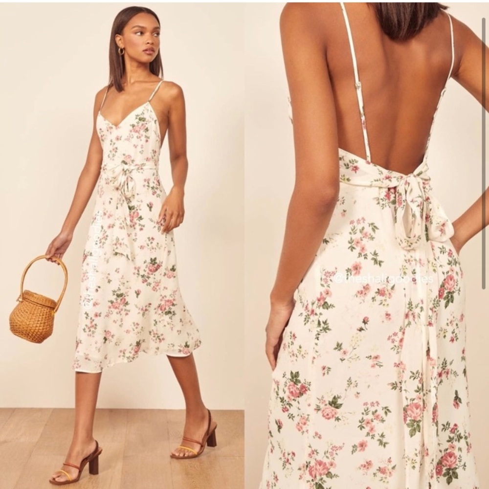 NWOT Reformation Dietrich Tie Floral Midi Dress - Size 6
